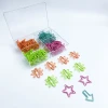 Set de clips de papel en forma de caja múltiples clips de papel de colores clipes clipes archivos fijación flores estrellas puntas de flecha Specification image